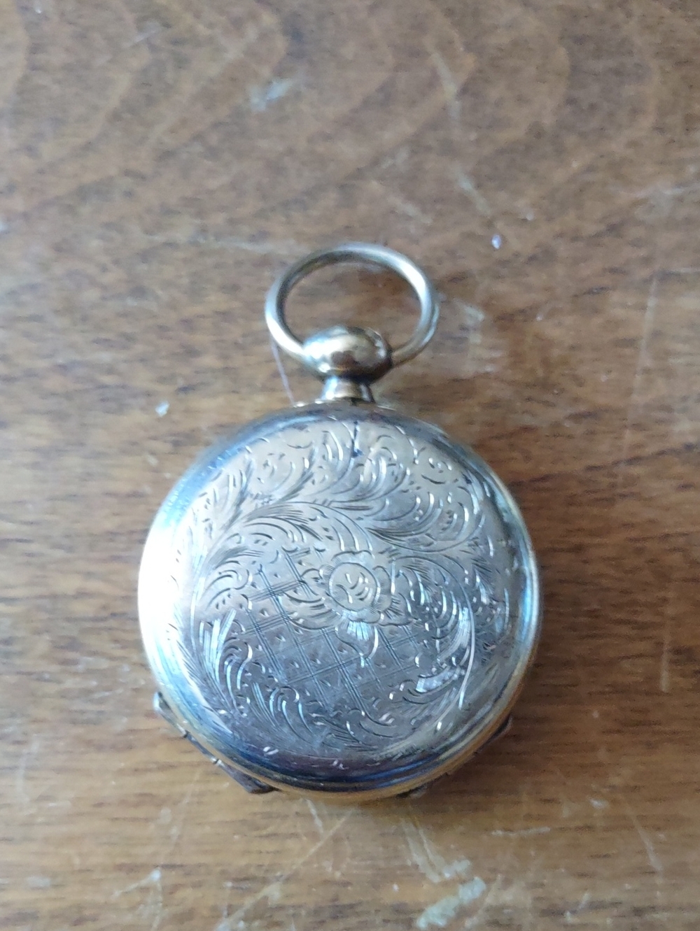 Engraved Silver-Tone Pocket Watch Locket